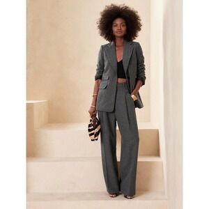 Banana Republic Blazer Gray Wool Blend Sculpted Herringbone Longline NWT Women 8